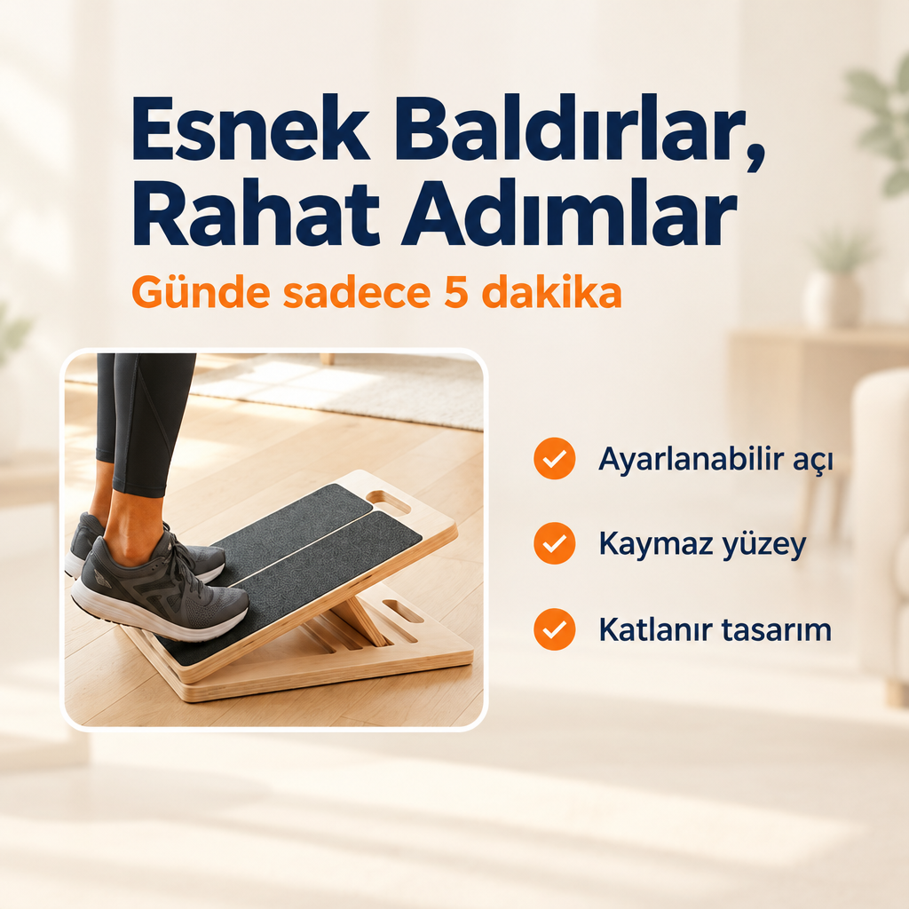 Ekipmanya Eğim Pro – Ayarlanabilir Ahşap Esneme Tahtası | Baldır ve Aşil Germe Tahtası