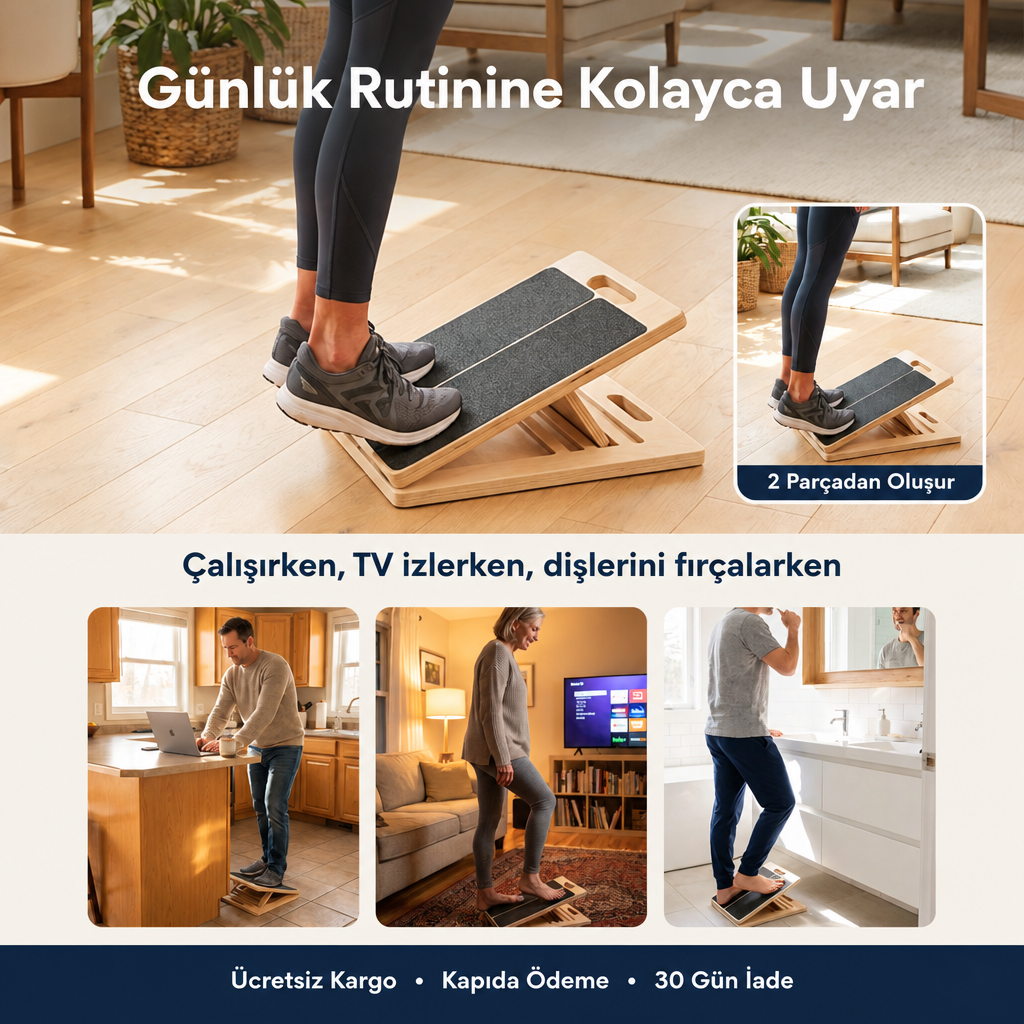 Ekipmanya Eğim Pro – Ayarlanabilir Ahşap Esneme Tahtası | Baldır ve Aşil Germe Tahtası